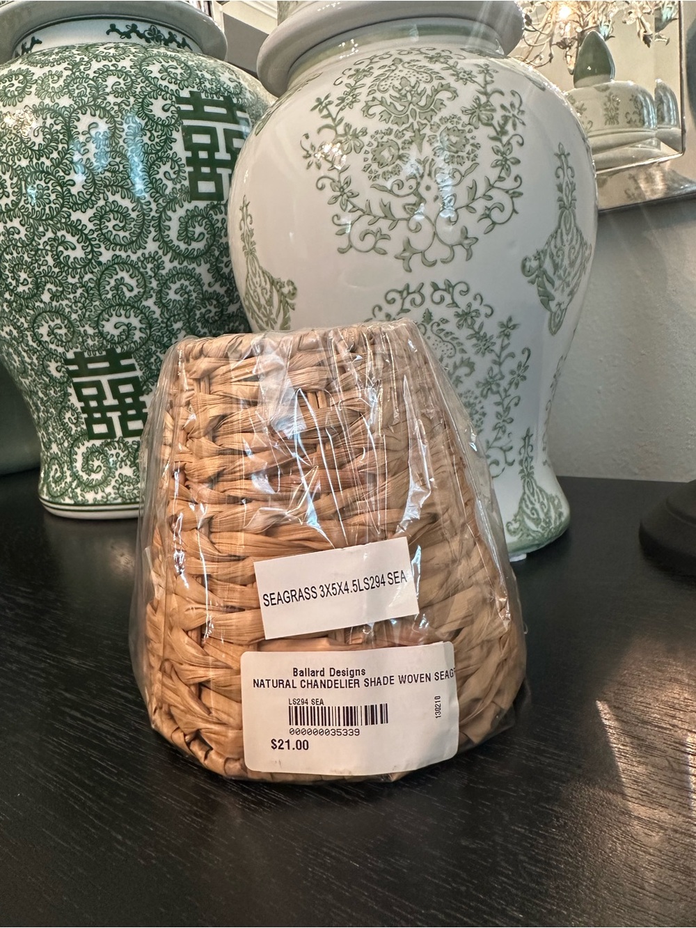 NEW/UNOPENED Ballard Designs Woven Seagrass Chandelier Lamp Shades-SET OF SIX!